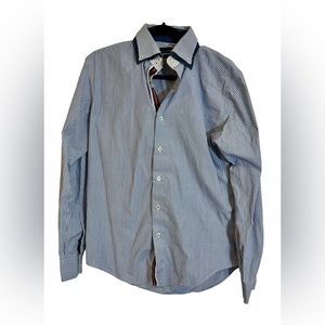 - Zara Man Black Tag Label Slim Fit Men's Button Up Size large Stripe